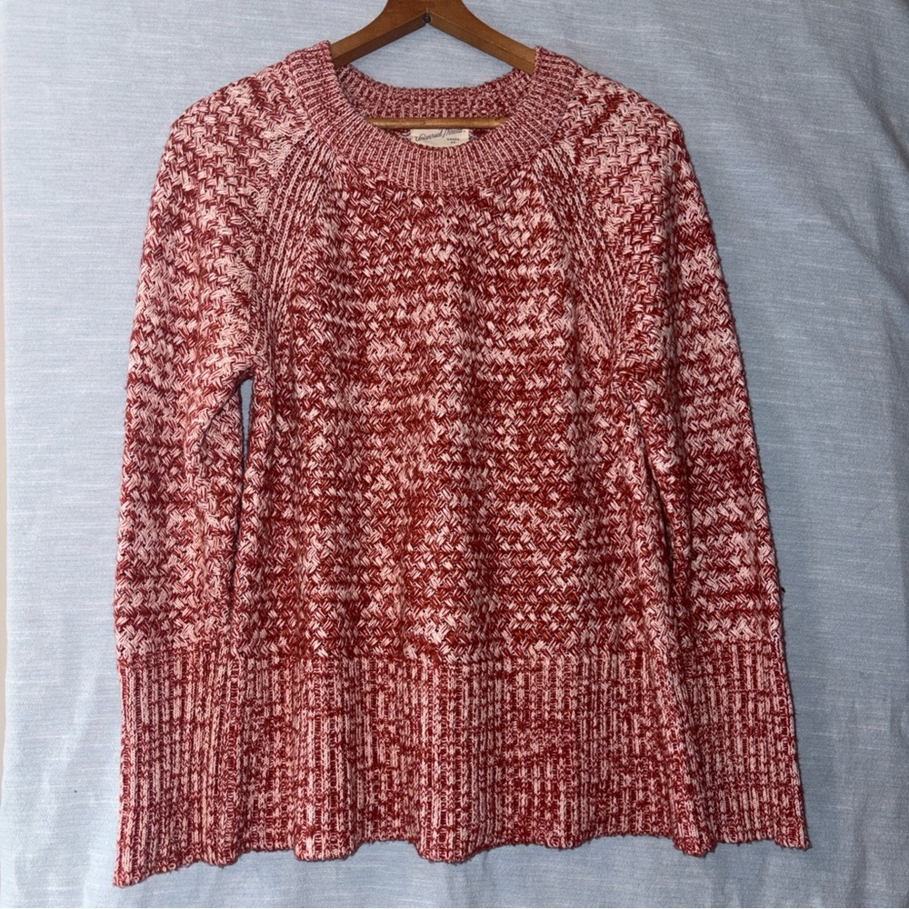 Universal Threads Sweater Pullover Long Sleeve Red Orange/White Women’s Sz M